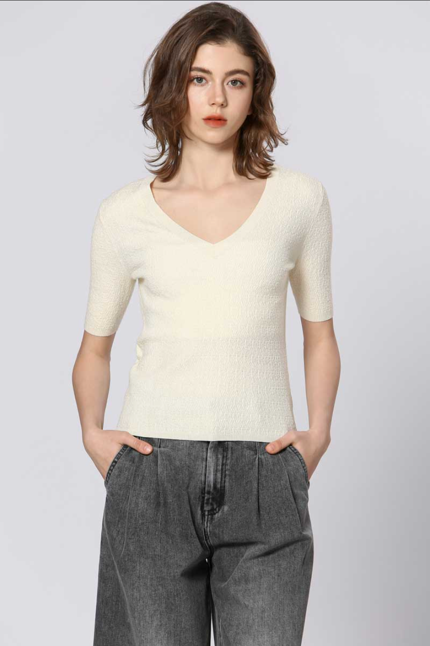 Cream Knit Top