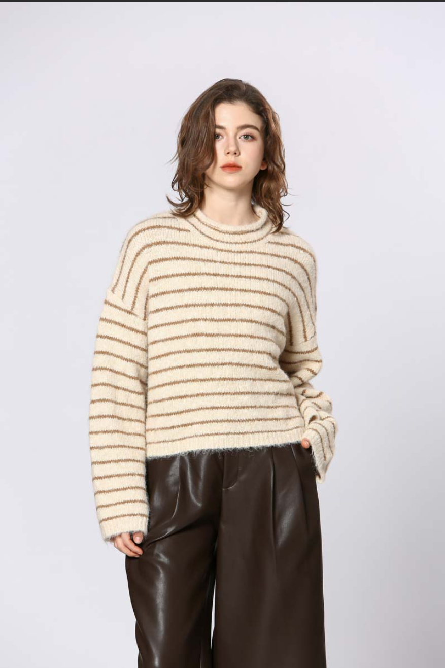 Creamy Striped Sweater